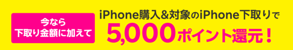 iPhone購入&対象のiPhone下取りで、5,000ポイント還元キャンペーン