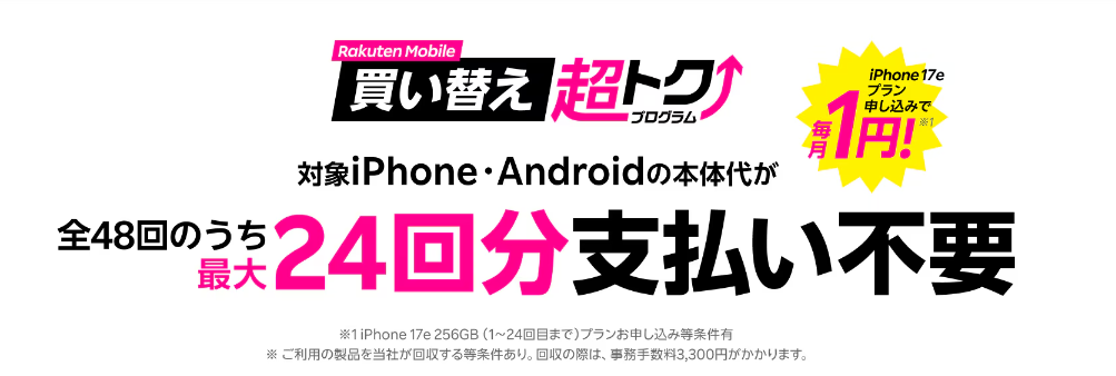 楽天モバイル買い替え超トクプログラム