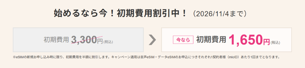 IIJmio eSIM手数料半額