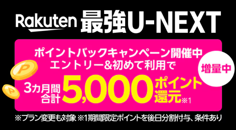 Rakuten最強U-NEXTポイントプレゼントキャンペーン