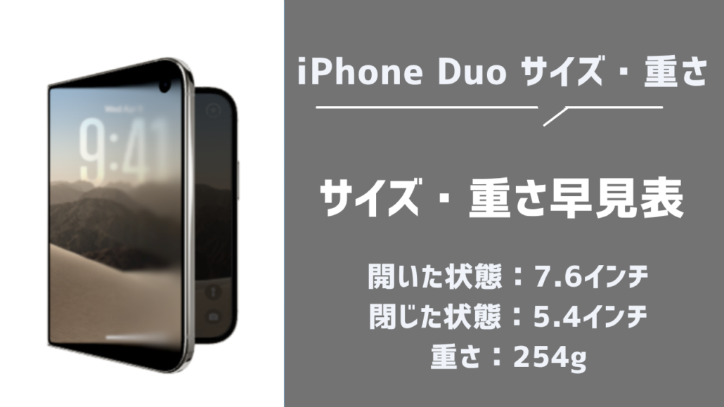iPhone Duo サイズ・重さ