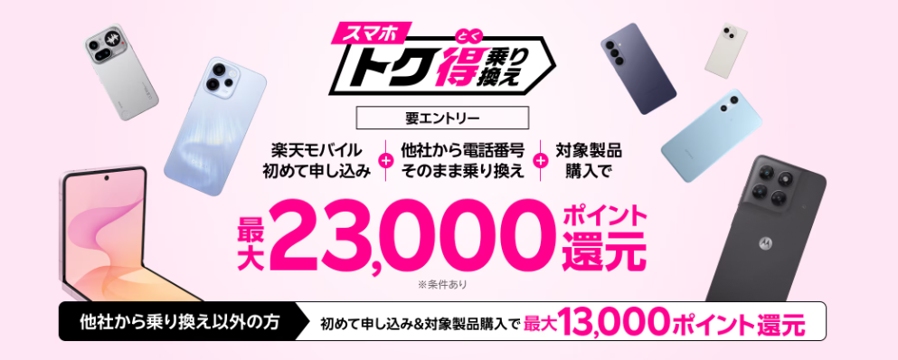 楽天モバイルスマホトク得乗り換え